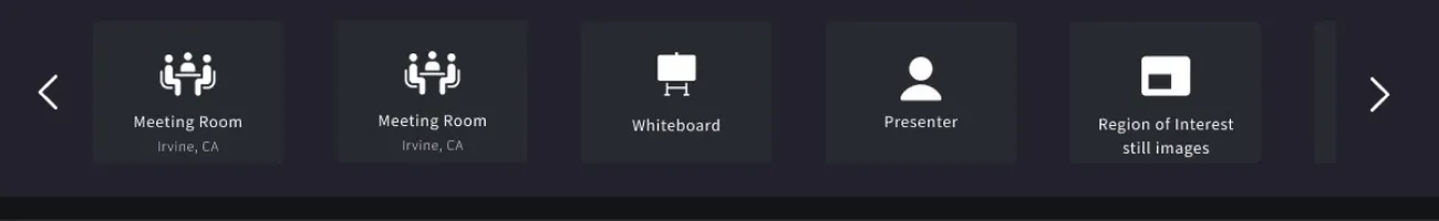 The AMLOS view selector: thumbnails for Meeting Room, Whiteboard, Presenter and Region of Interest